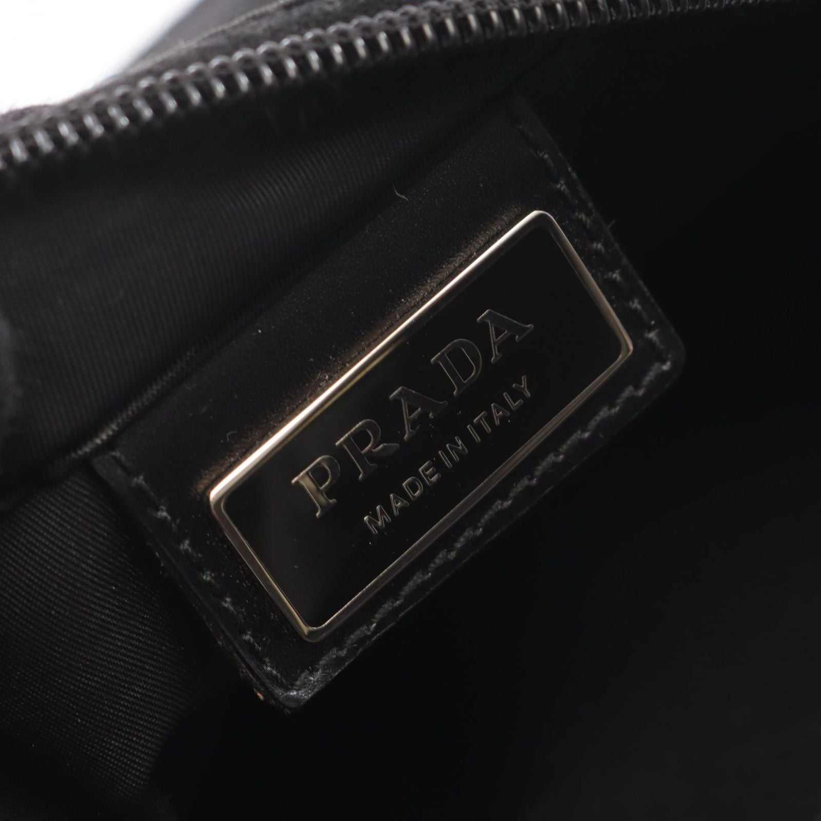 Prada Shoulder Bag Triangle Logo Black Nylon Leather — view 4