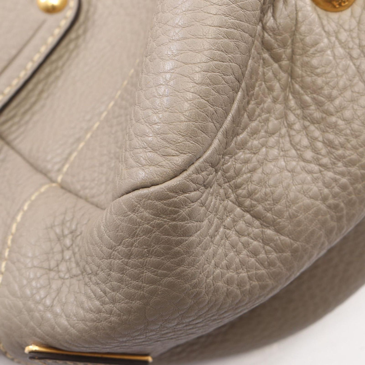 Prada Handbag Vitello Daino Gray Leather Triangle Logo Tote — view 7