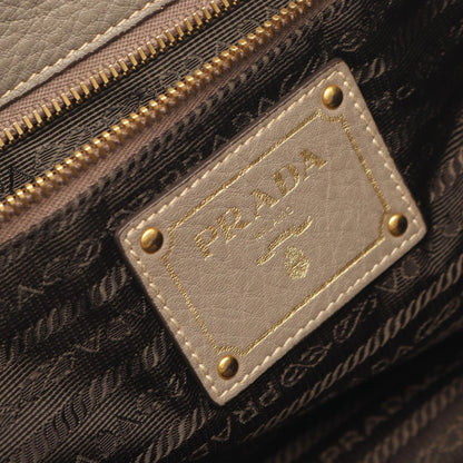 Prada Handbag Vitello Daino Gray Leather Triangle Logo Tote — view 4