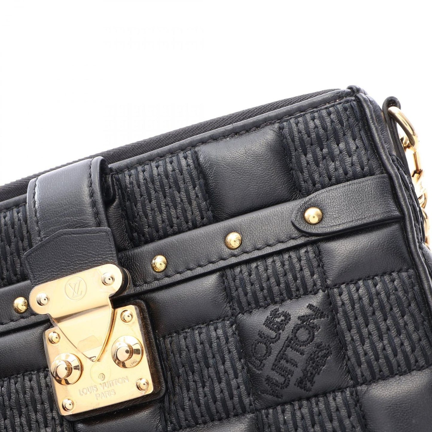Louis Vuitton Shoulder Bag Pochette Troca Damier Giant Noir Leather — view 5