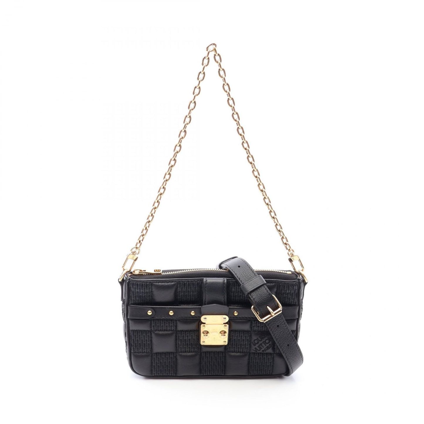 Louis Vuitton Shoulder Bag Pochette Troca Damier Giant Noir Leather