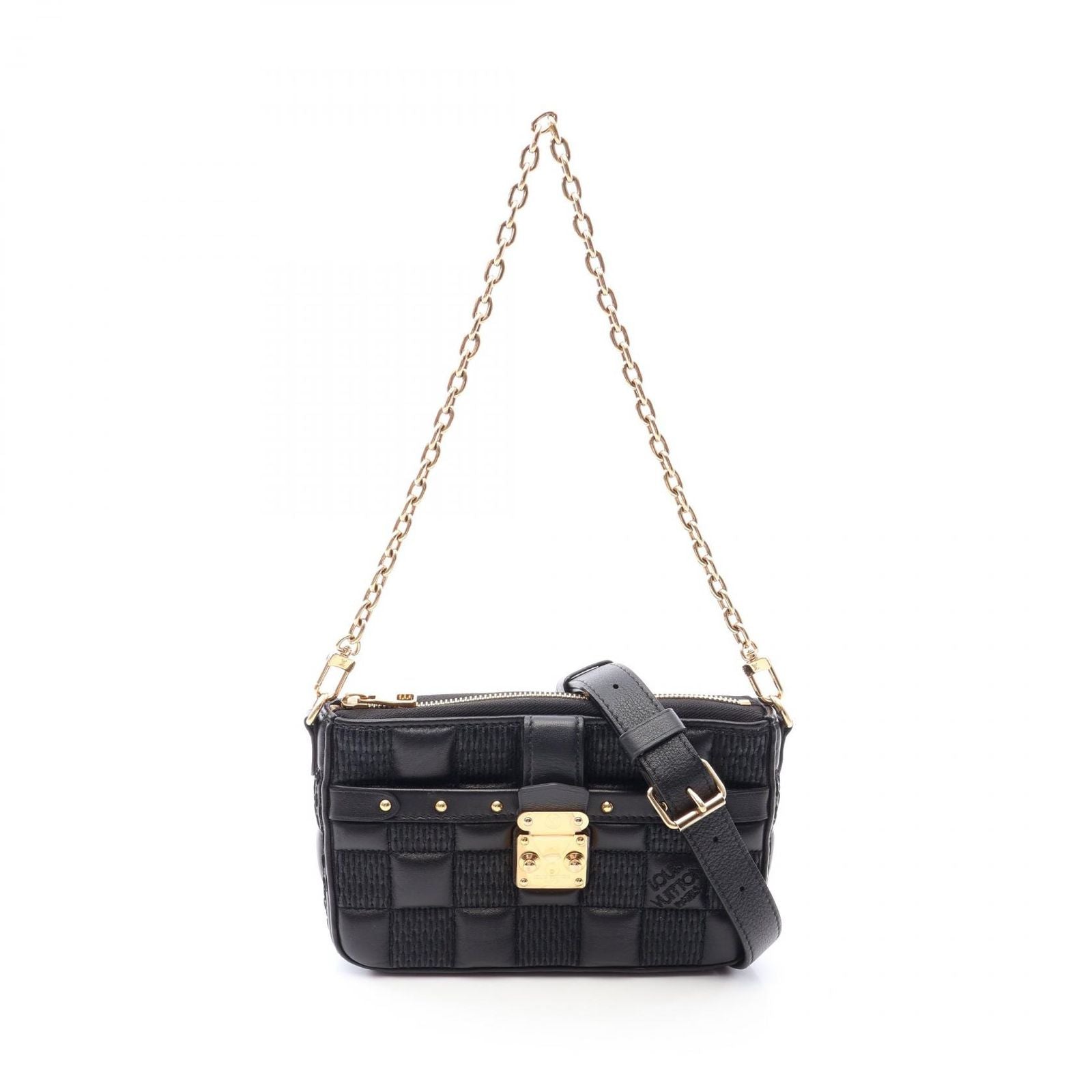 Louis Vuitton Shoulder Bag Pochette Troca Damier Giant Noir Leather