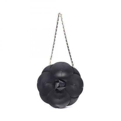 Chanel Handbag Camellia Black Lambskin Fabric Chain Bag