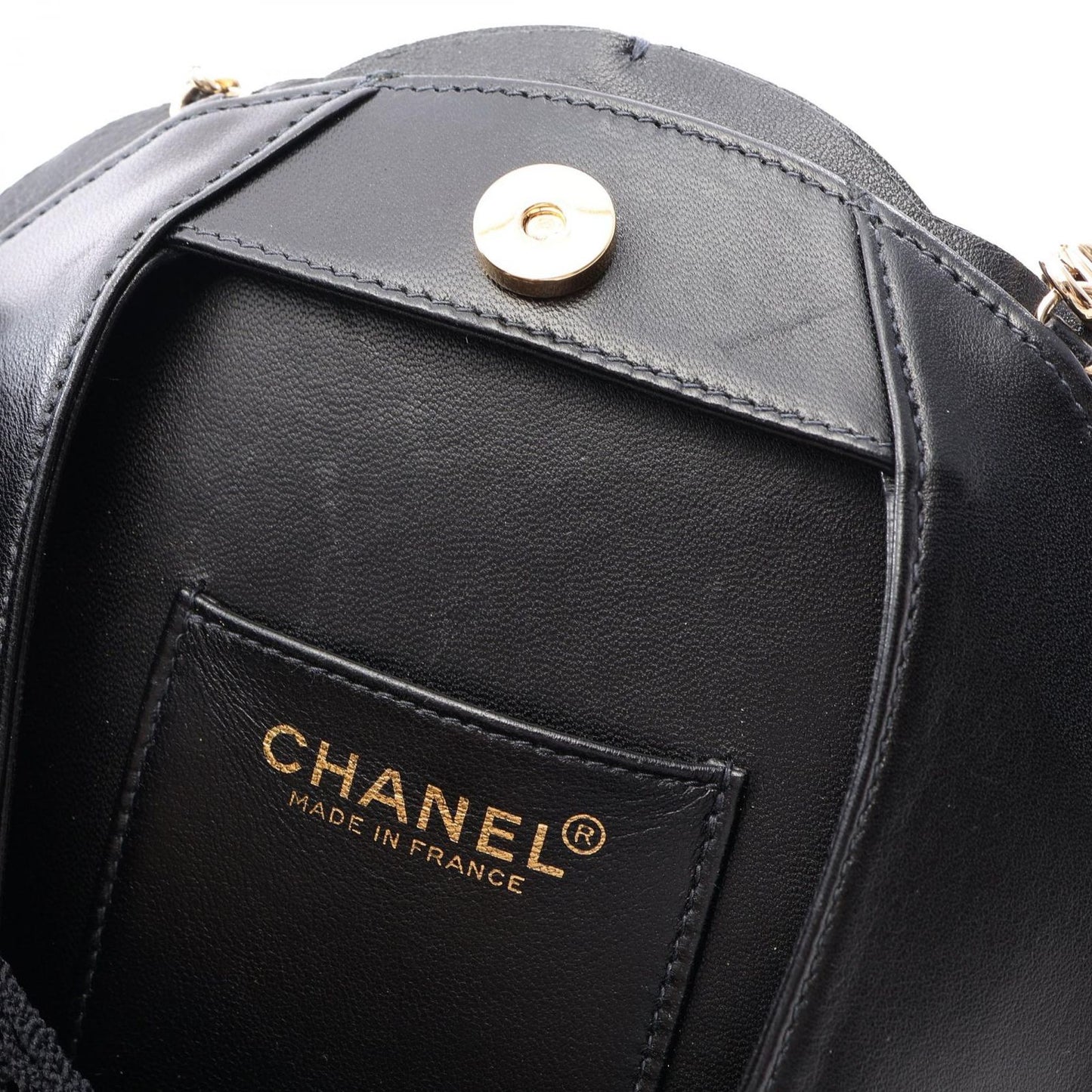 Chanel Handbag Camellia Black Lambskin Fabric Chain Bag — view 8