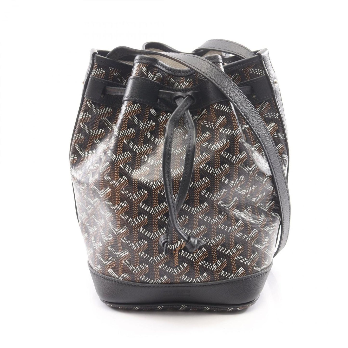 Goyard Shoulder Bag Petit Flo Black Brown Canvas Leather