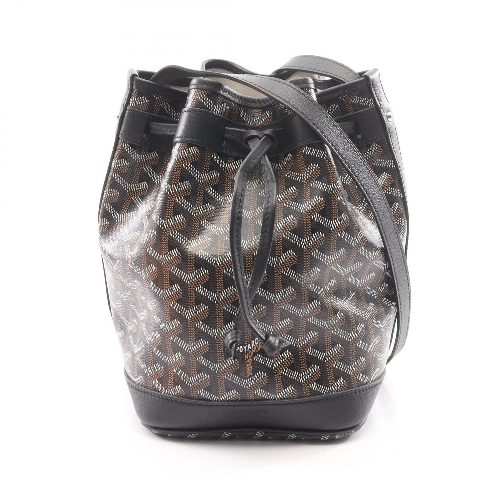 Goyard Shoulder Bag Petit Flo Black Brown Canvas Leather