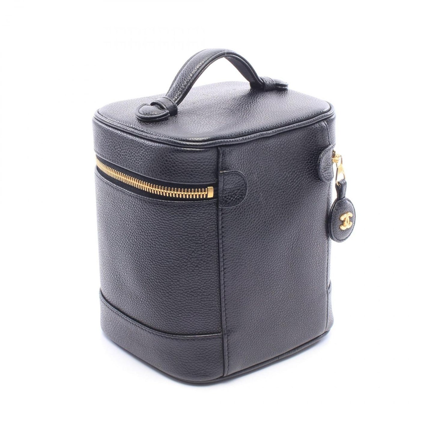 Chanel Handbag CC Logo Black Caviar Leather Vertical Vanity — view 2