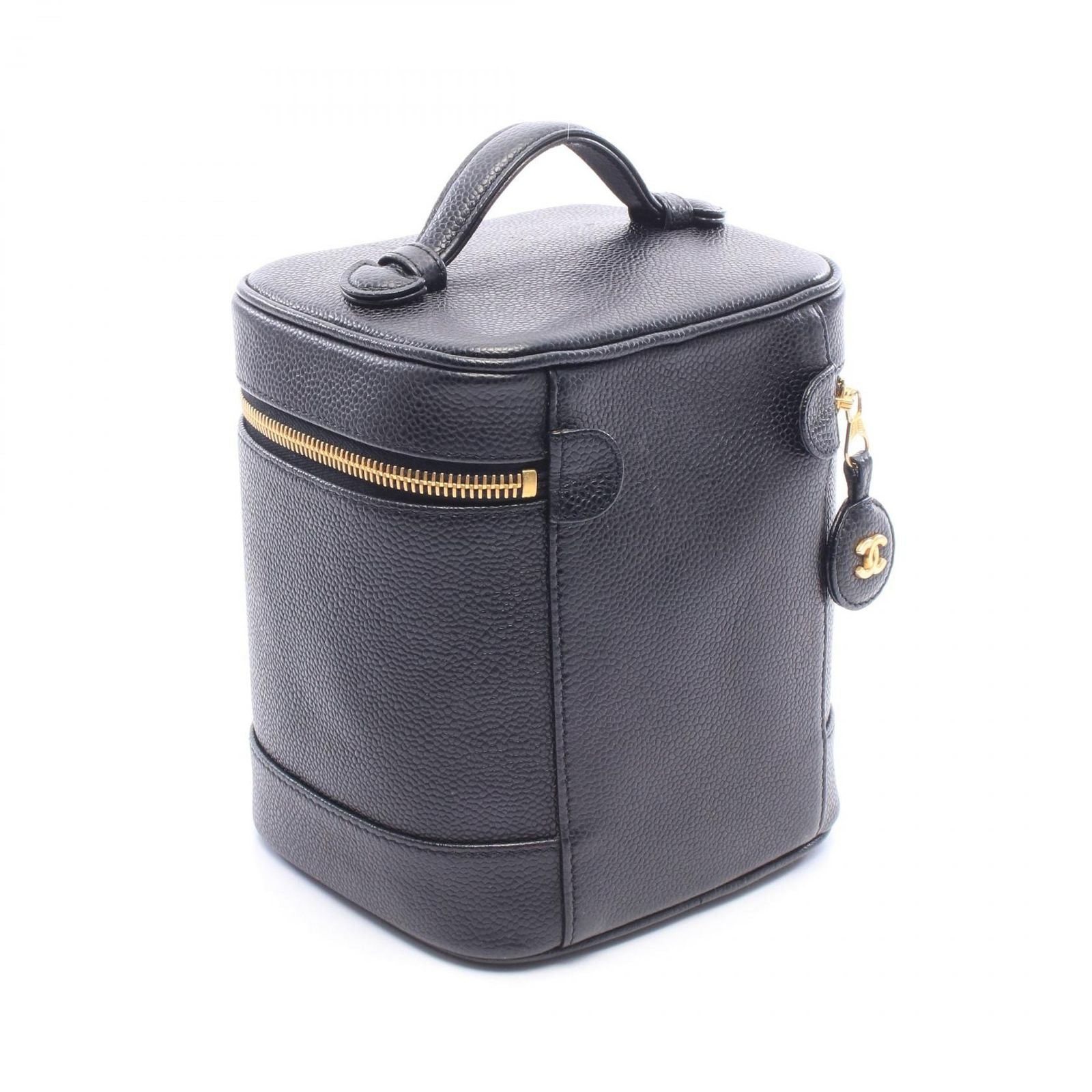 Chanel Handbag CC Logo Black Caviar Leather Vertical Vanity — view 2