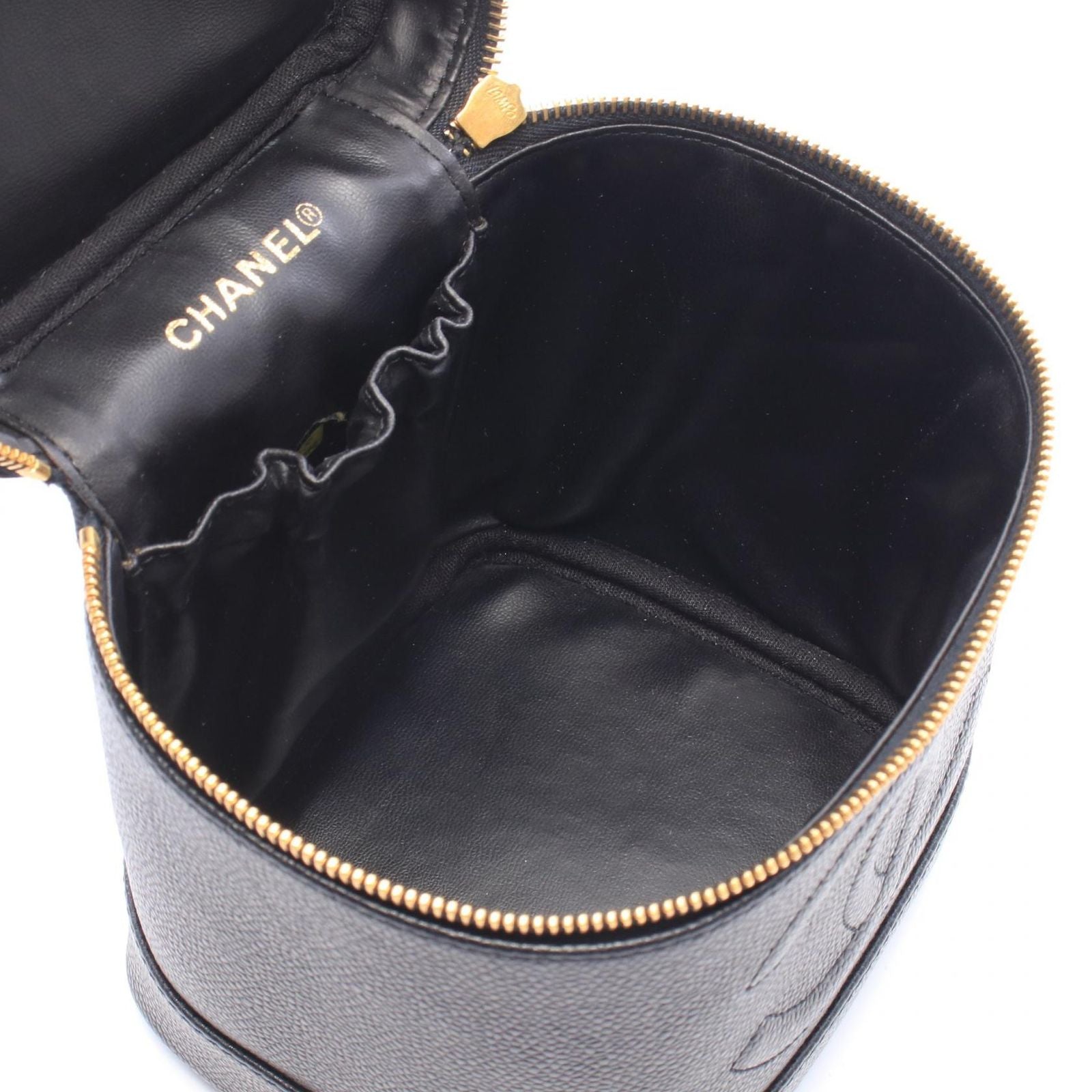 Chanel Handbag CC Logo Black Caviar Leather Vertical Vanity — view 3