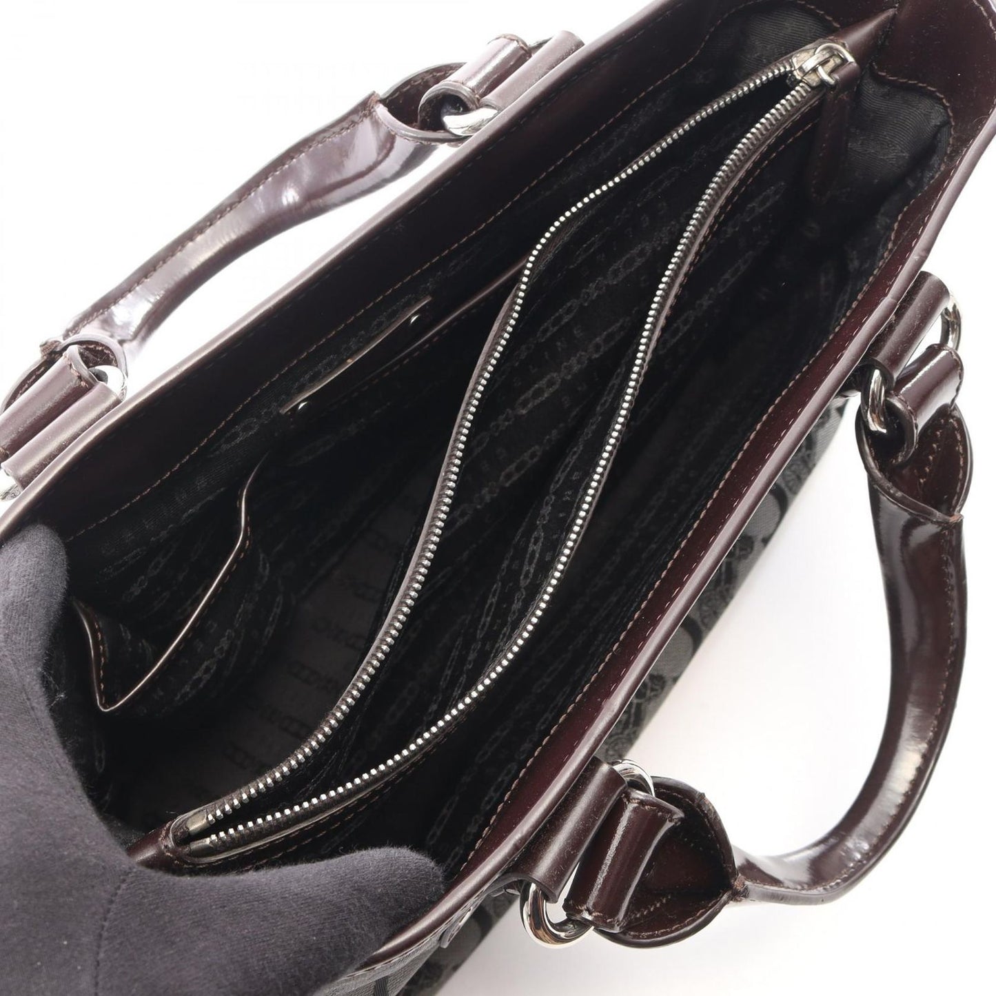 Celine Handbag Boogie Bag C Saluki Gray Brown Canvas Leather — view 3