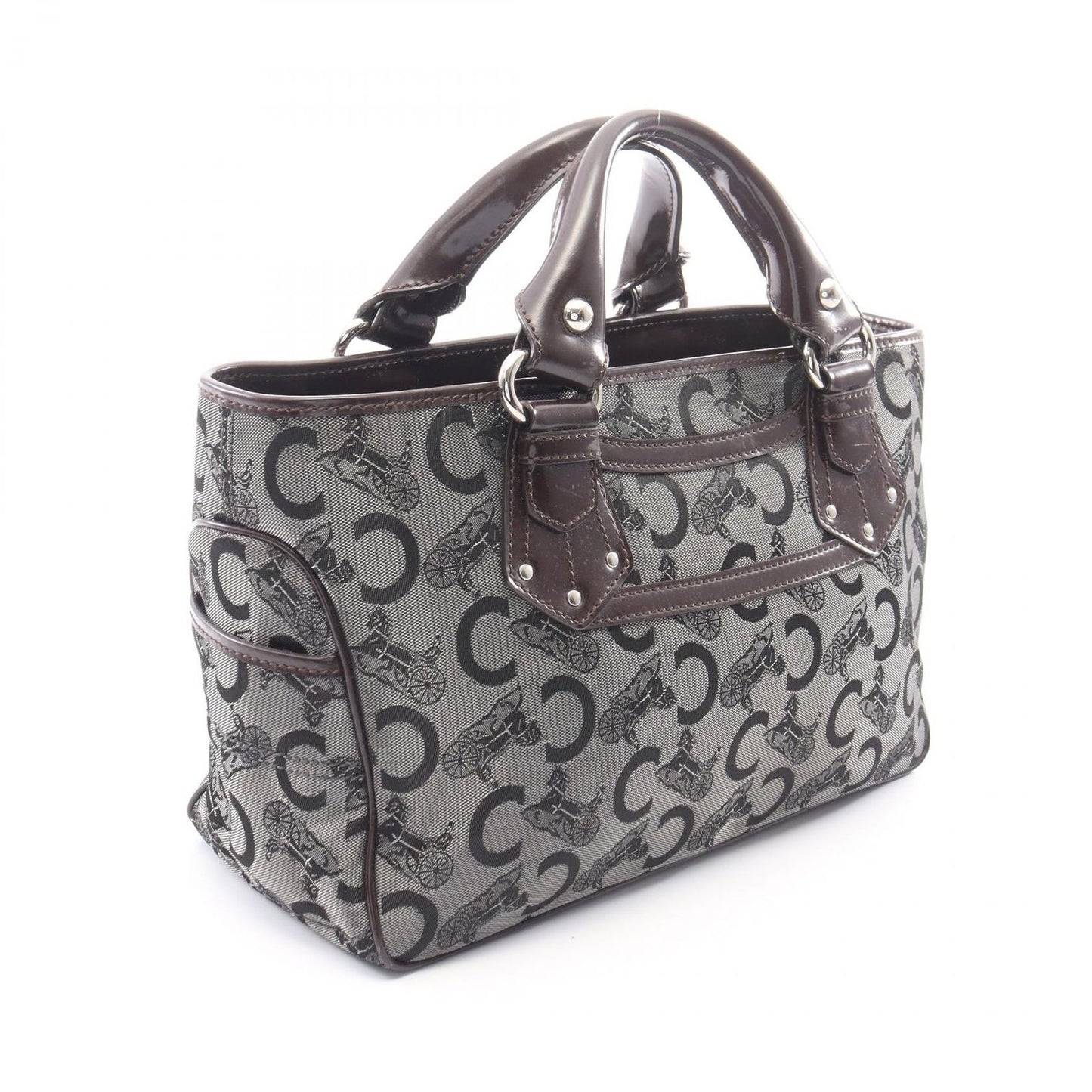 Celine Handbag Boogie Bag C Saluki Gray Brown Canvas Leather — view 2