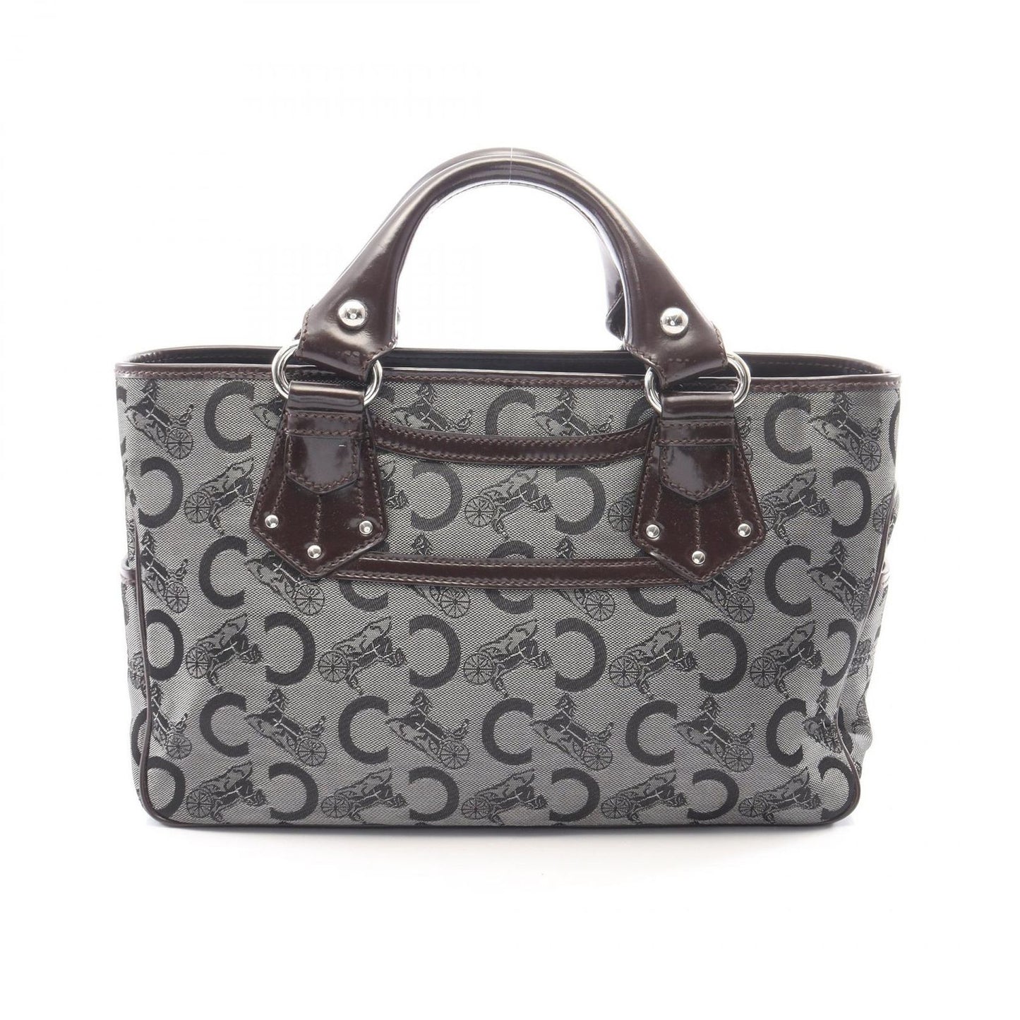 Celine Handbag Boogie Bag C Saluki Gray Brown Canvas Leather