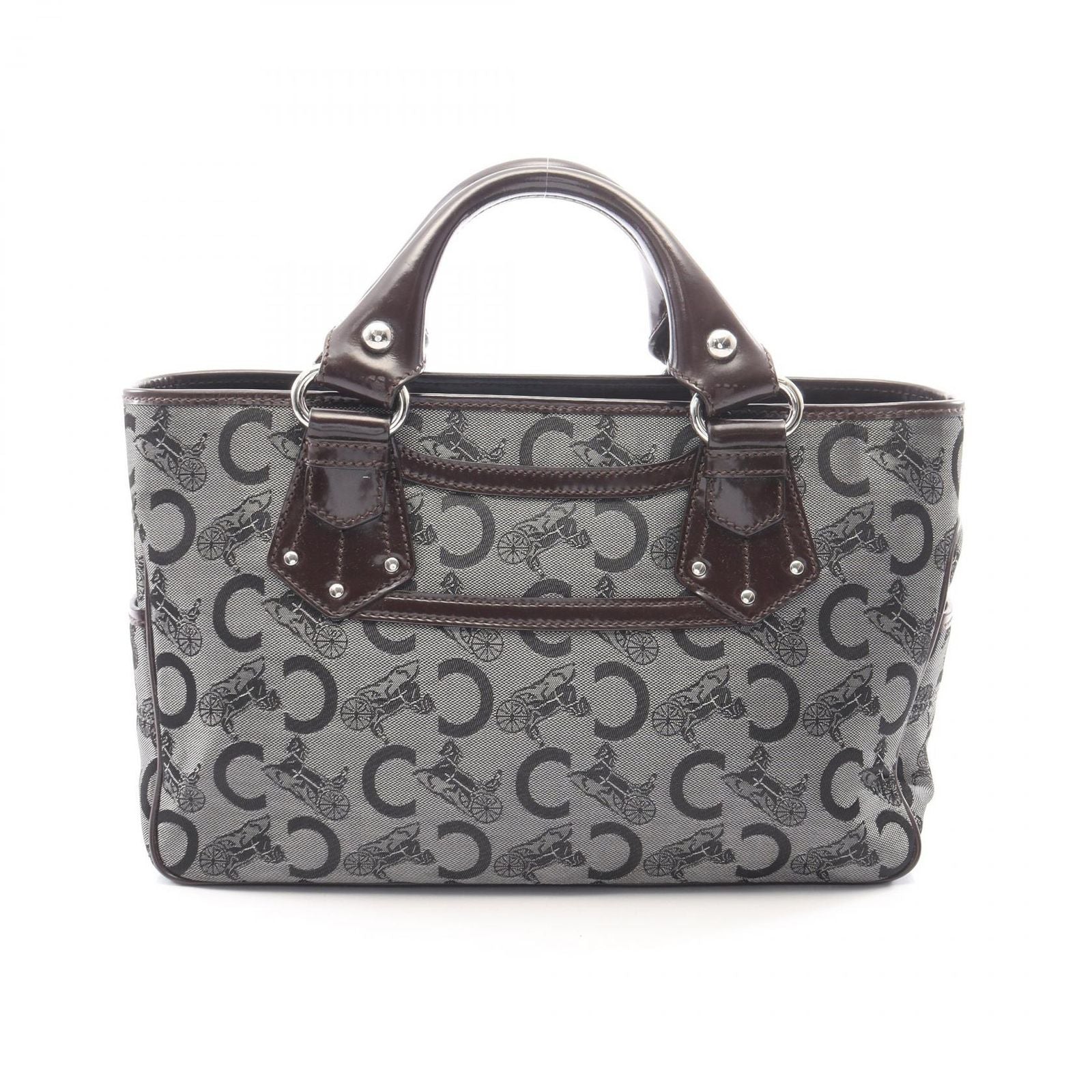 Celine Handbag Boogie Bag C Saluki Gray Brown Canvas Leather