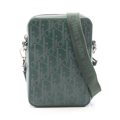 Dior Shoulder Bag World Tour Messenger Pouch Oblique Green Leather