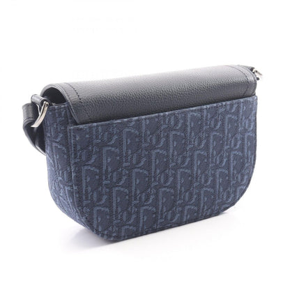 Dior Shoulder Bag Mini with Saddle Flap Navy Canvas Leather Messenger — view 2