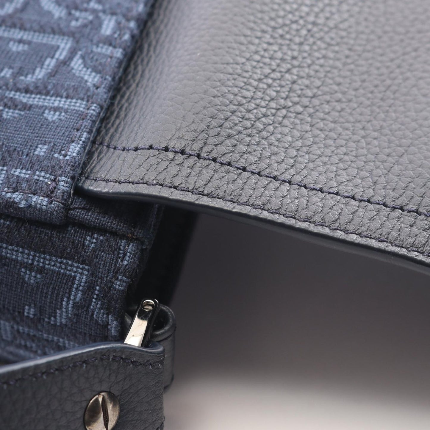 Dior Shoulder Bag Mini with Saddle Flap Navy Canvas Leather Messenger — view 5