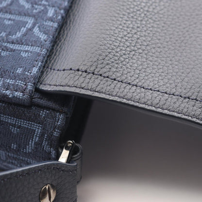 Dior Shoulder Bag Mini with Saddle Flap Navy Canvas Leather Messenger — view 5