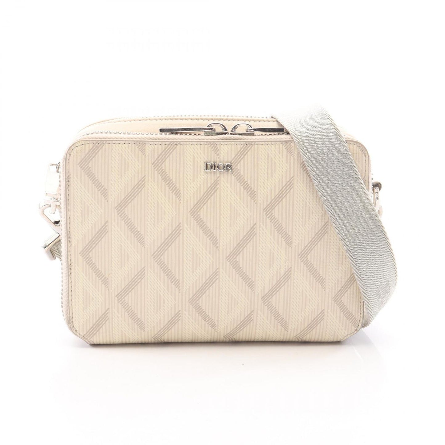 Dior Shoulder Bag Messenger Pouch CD Diamond Ivory Canvas Leather