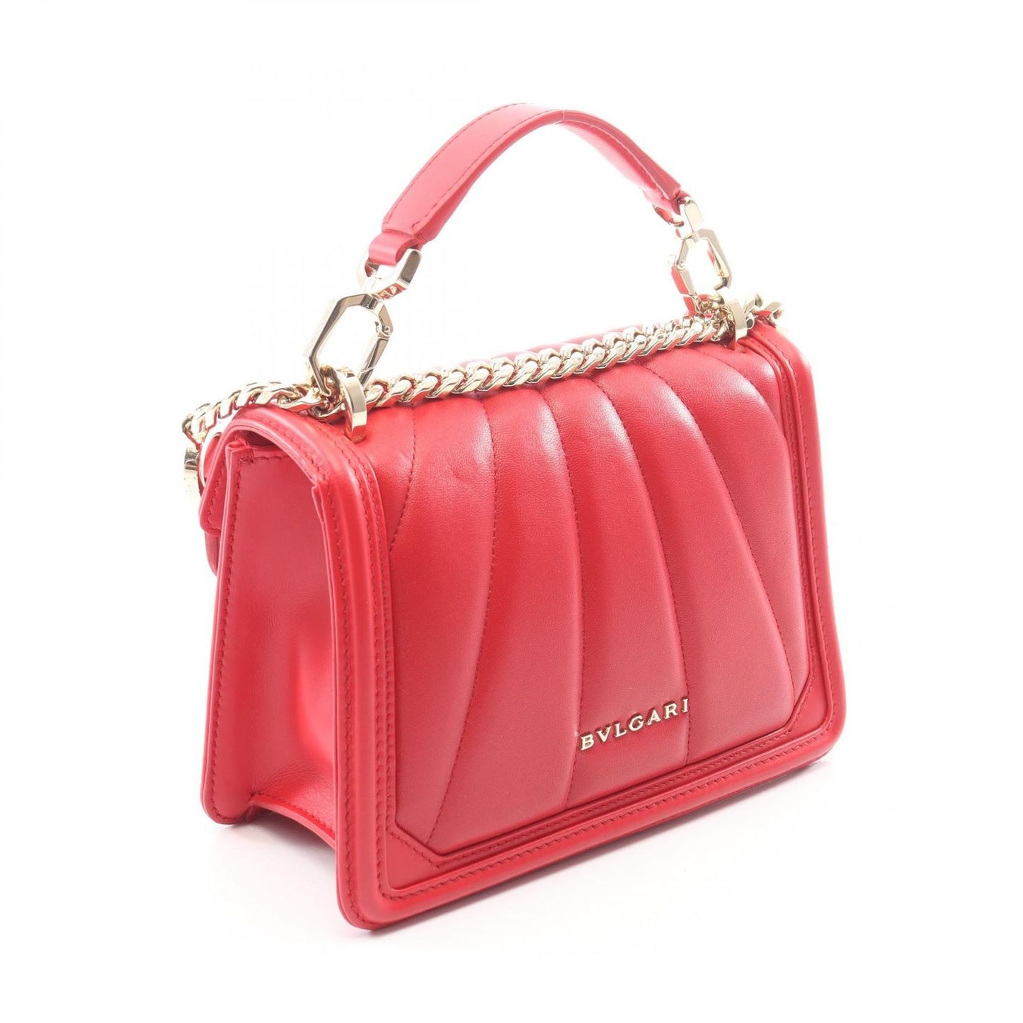 Bvlgari Handbag Serpenti Diamond Blast 2-Way Red Leather Chain — view 2