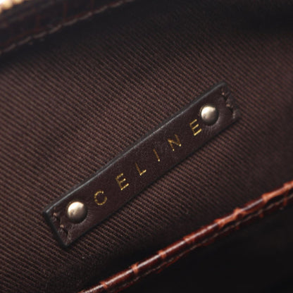 Celine Handbag Macadam Croco Embossed Brown Canvas Leather — view 4