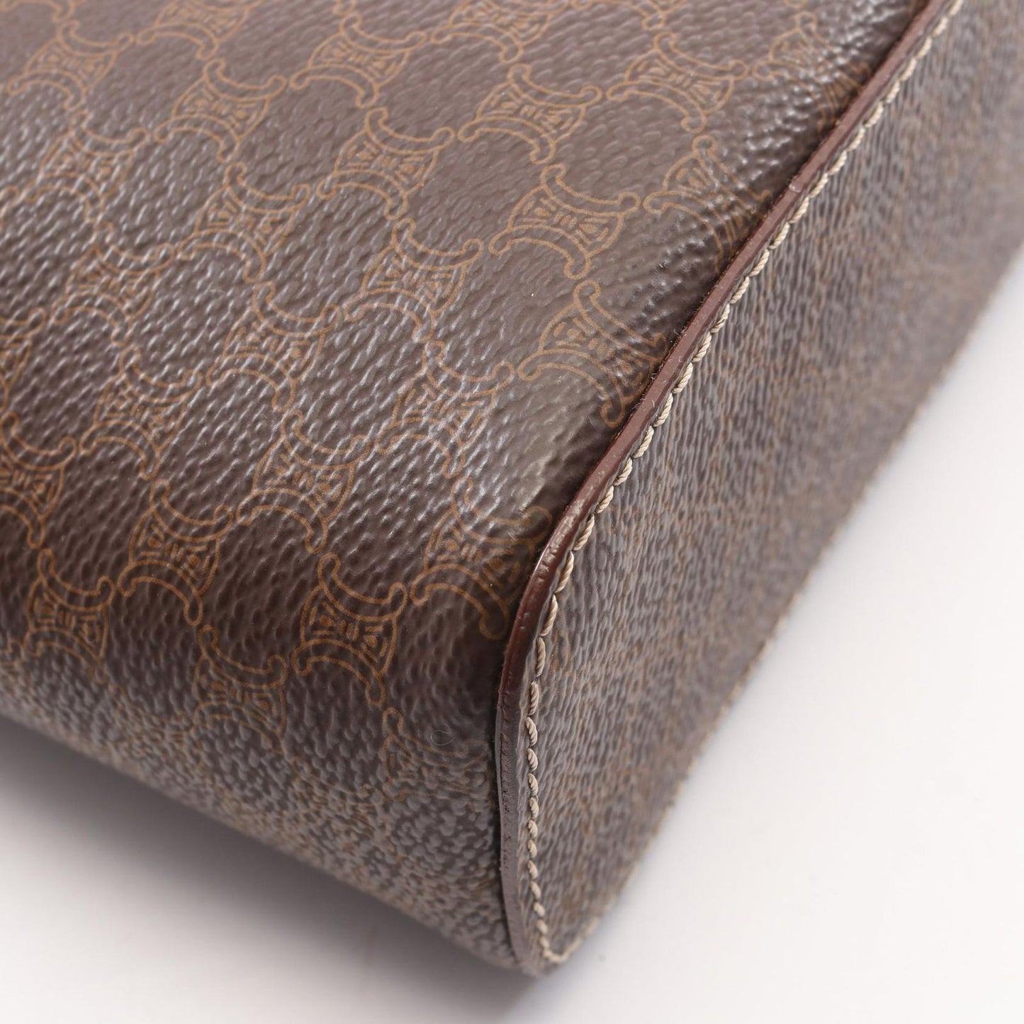 Celine Handbag Macadam Brown Canvas Leather Vanity Bag — view 7