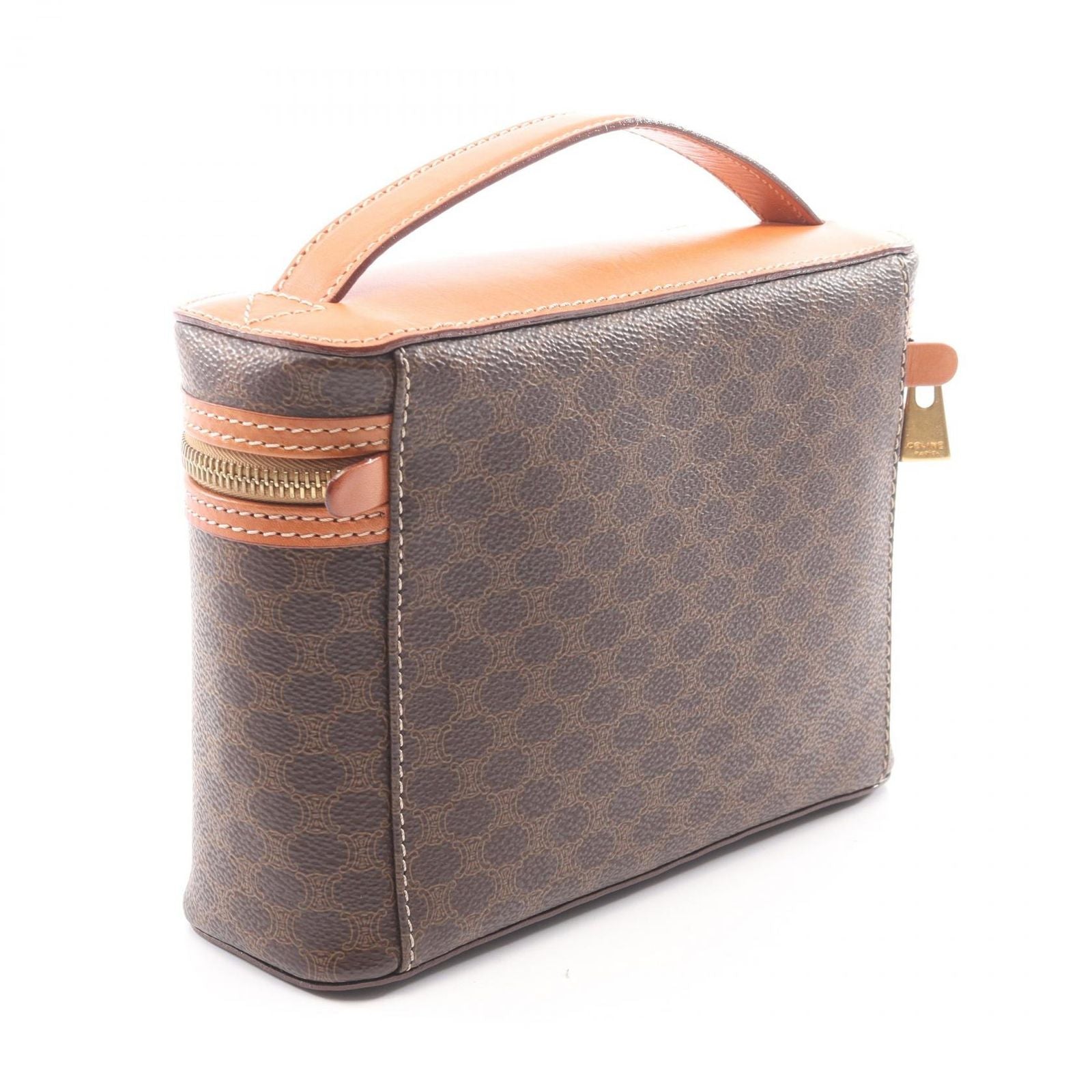 Celine Handbag Macadam Brown Canvas Leather Vanity Bag — view 2