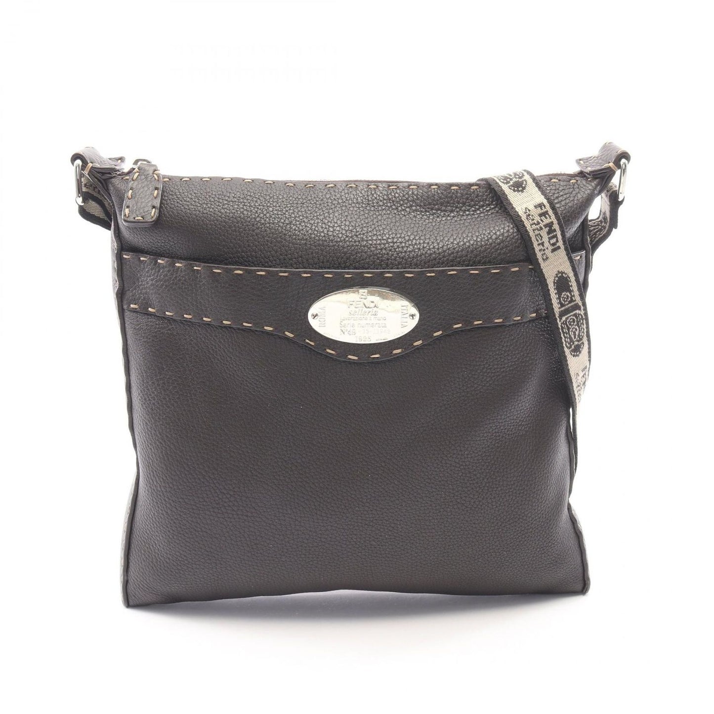 Fendi Shoulder Bag Selleria Brown Leather