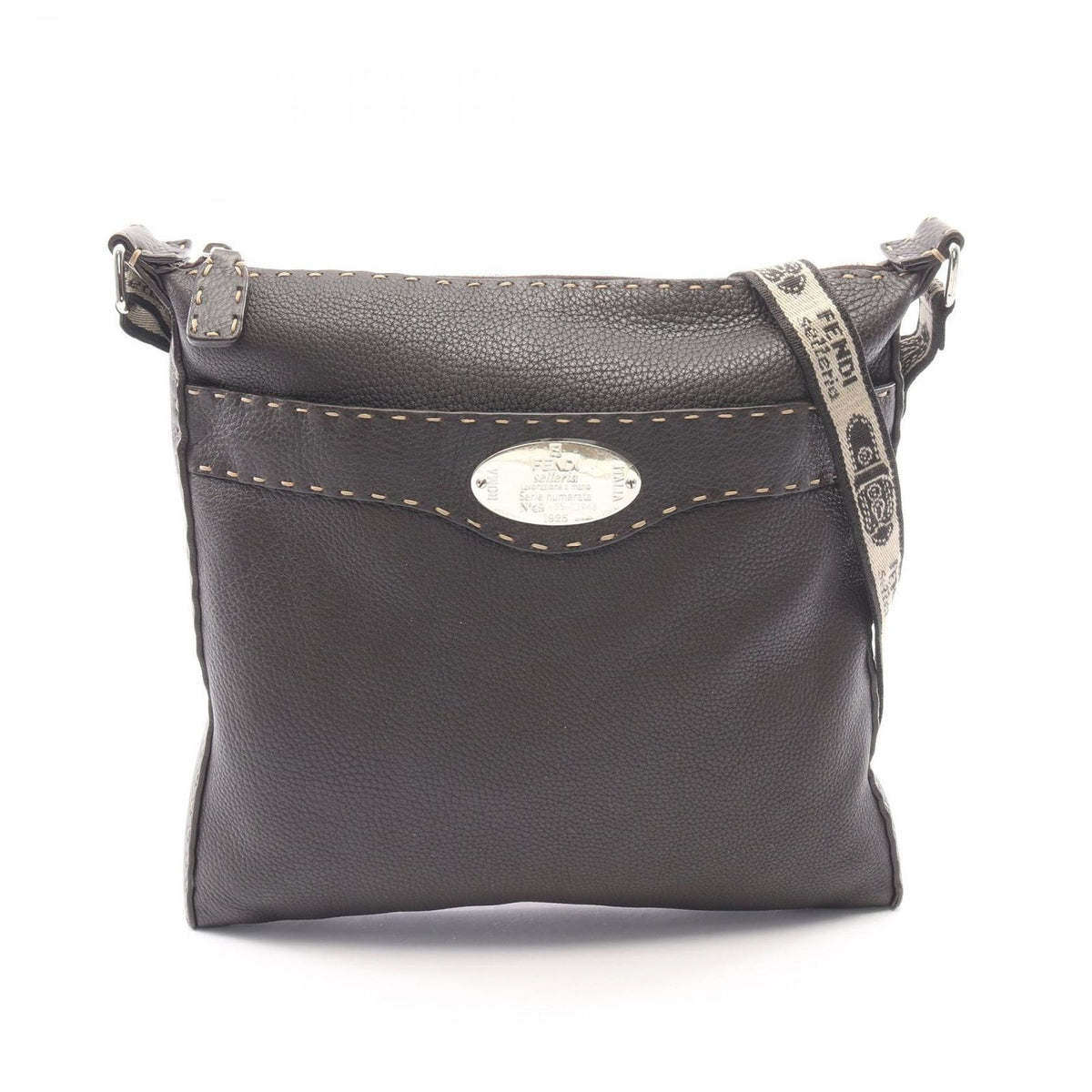 Fendi Shoulder Bag Selleria Brown Leather