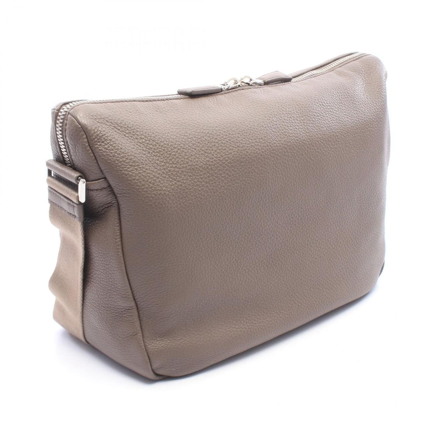 Prada Shoulder Bag Vitello Daino Gray Leather to Line Guru Logo — view 2
