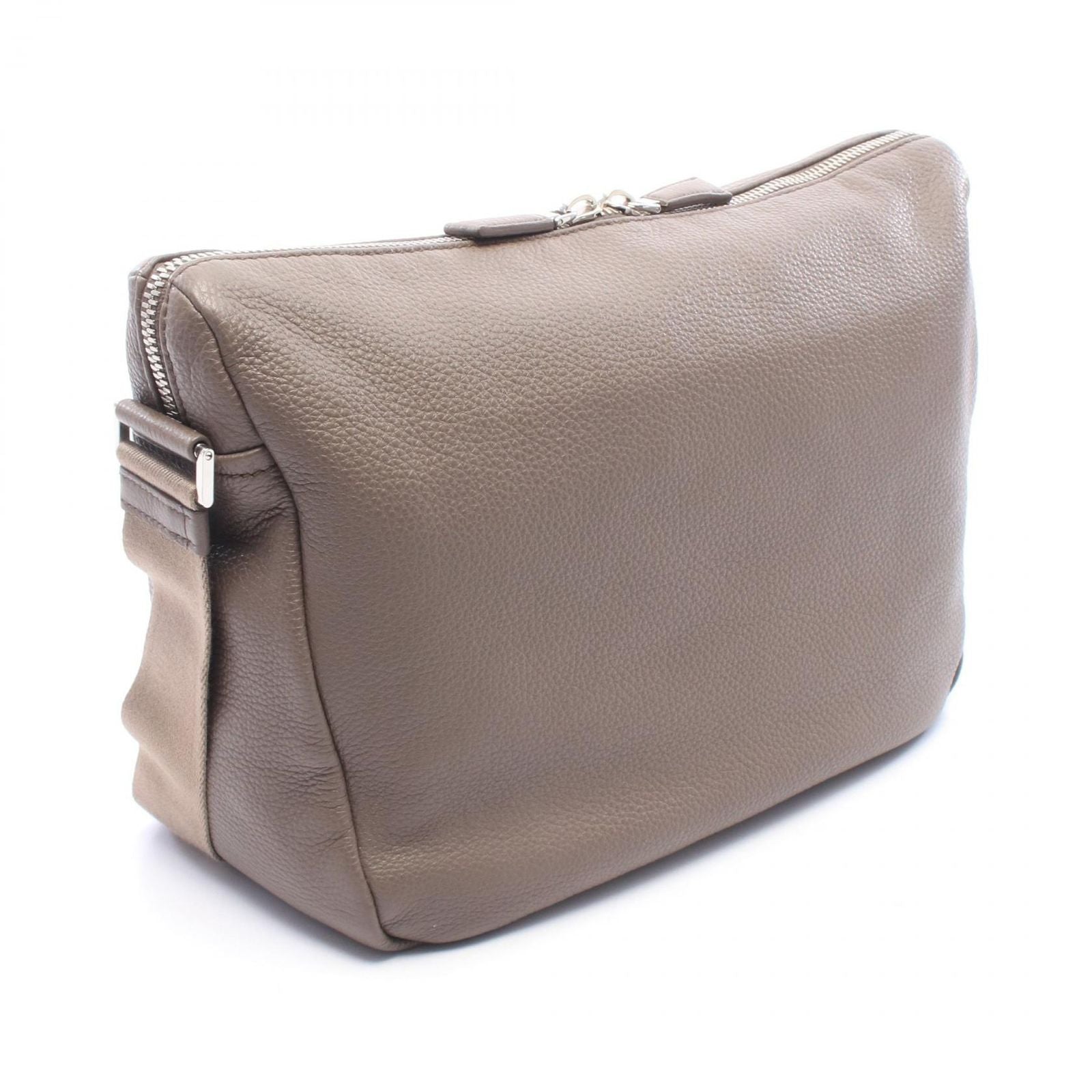 Prada Shoulder Bag Vitello Daino Gray Leather to Line Guru Logo — view 2