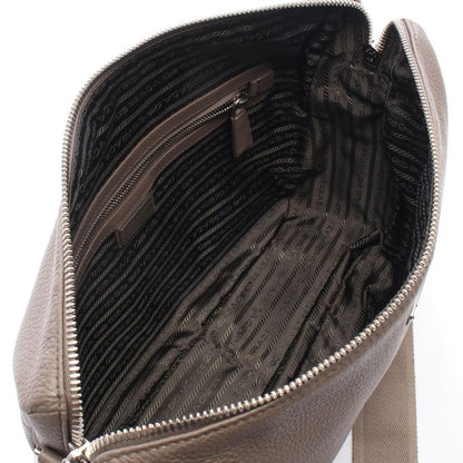 Prada Shoulder Bag Vitello Daino Gray Leather to Line Guru Logo — view 3
