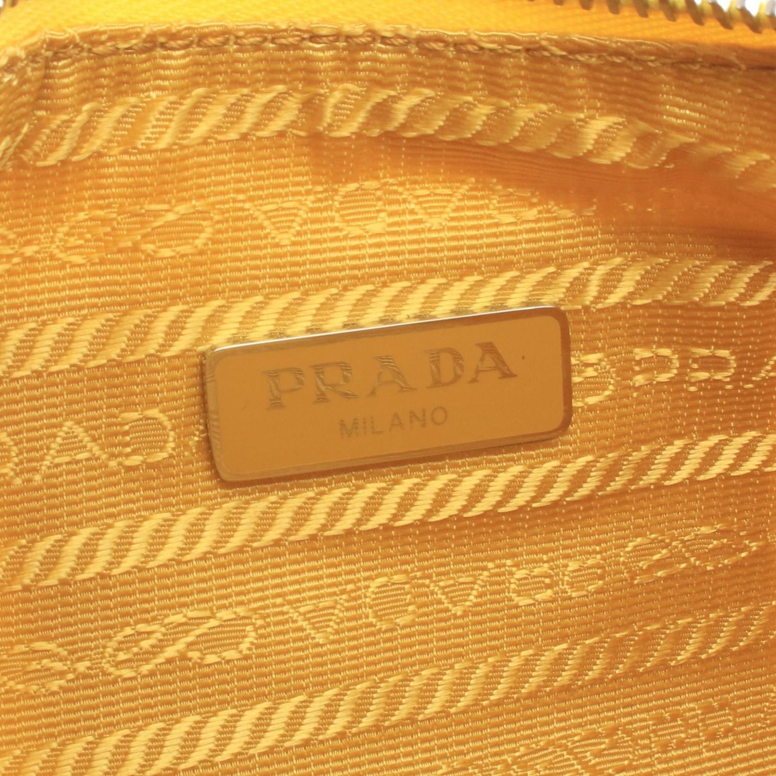 Prada Tessuto Yellow Nylon Saffiano Leather to Line Guru Logo Shoulder Bag — view 4