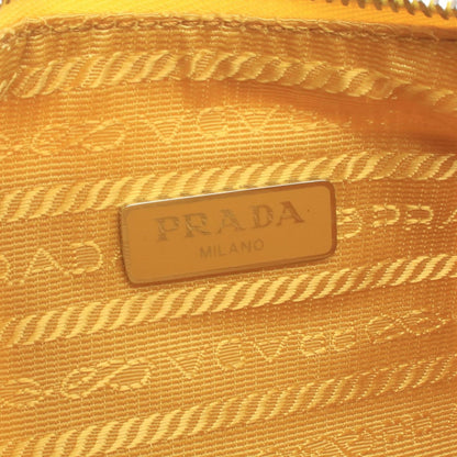 Prada Tessuto Yellow Nylon Saffiano Leather to Line Guru Logo Shoulder Bag — view 4