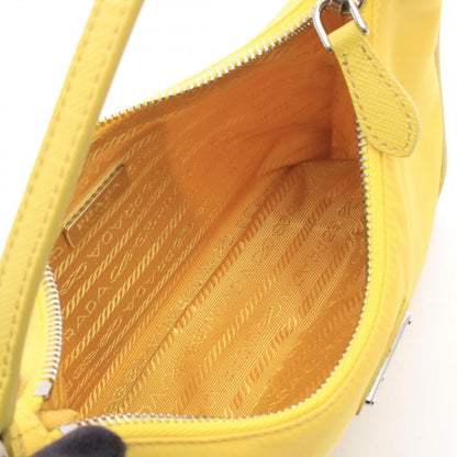 Prada Tessuto Yellow Nylon Saffiano Leather to Line Guru Logo Shoulder Bag — view 3