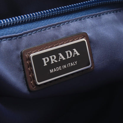 Prada Shoulder Bag Re-Nylon Flap Blue Gray Nylon Leather to Line Guru Logo — view 4