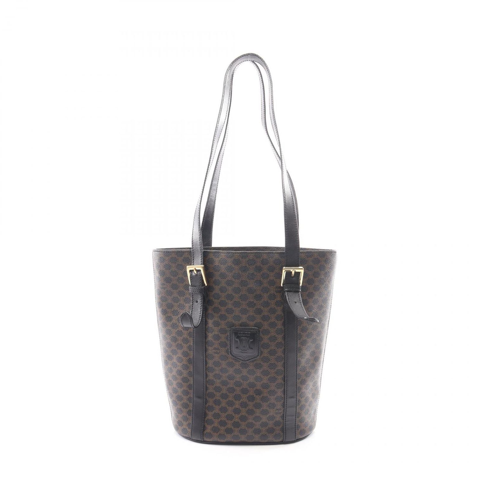 Celine Tote Bag Macadam Brown Canvas Leather