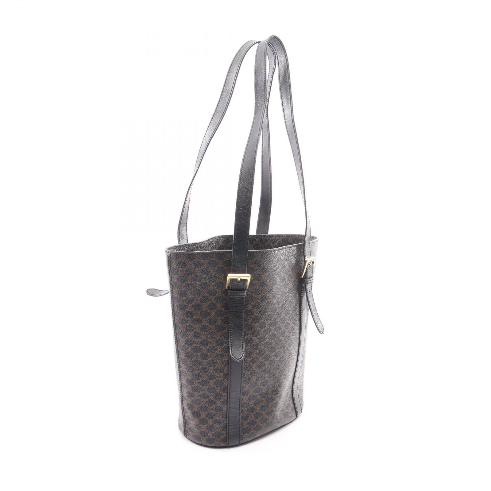 Celine Tote Bag Macadam Brown Canvas Leather — view 2