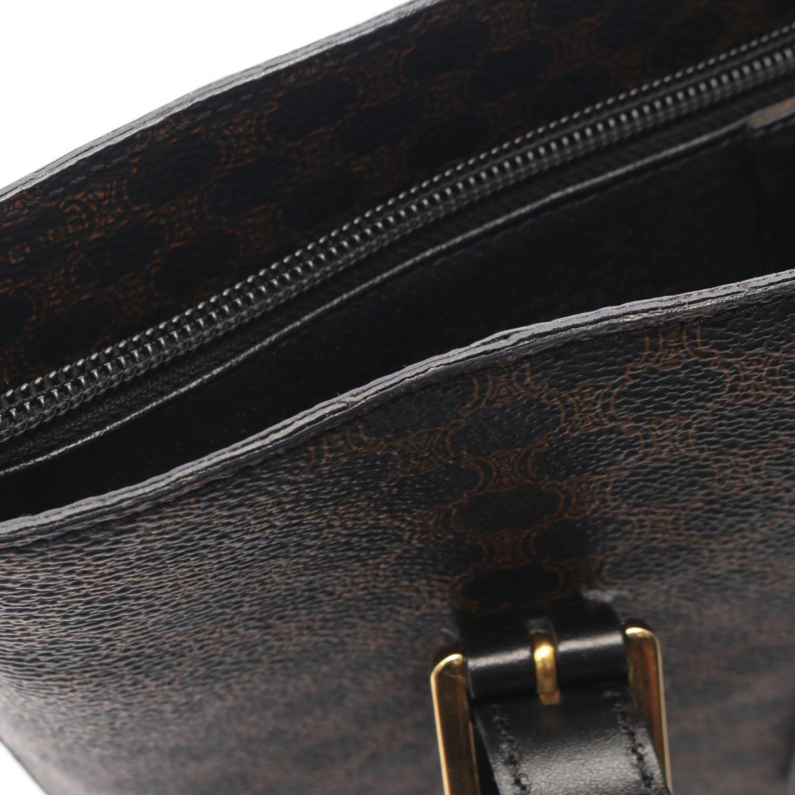 Celine Tote Bag Macadam Brown Canvas Leather — view 5