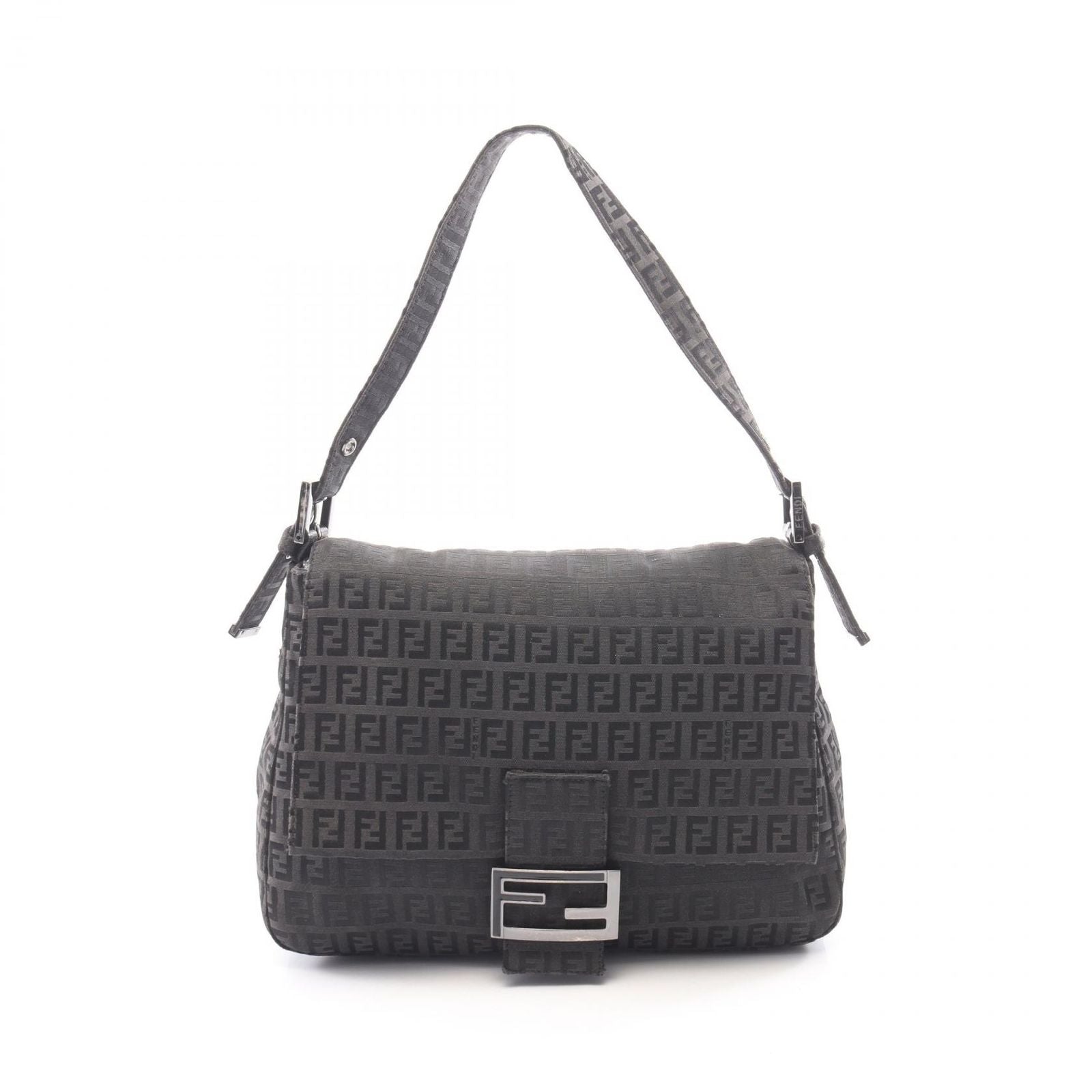 Fendi Shoulder Bag Mamma Bucket Zucchino Gray Canvas