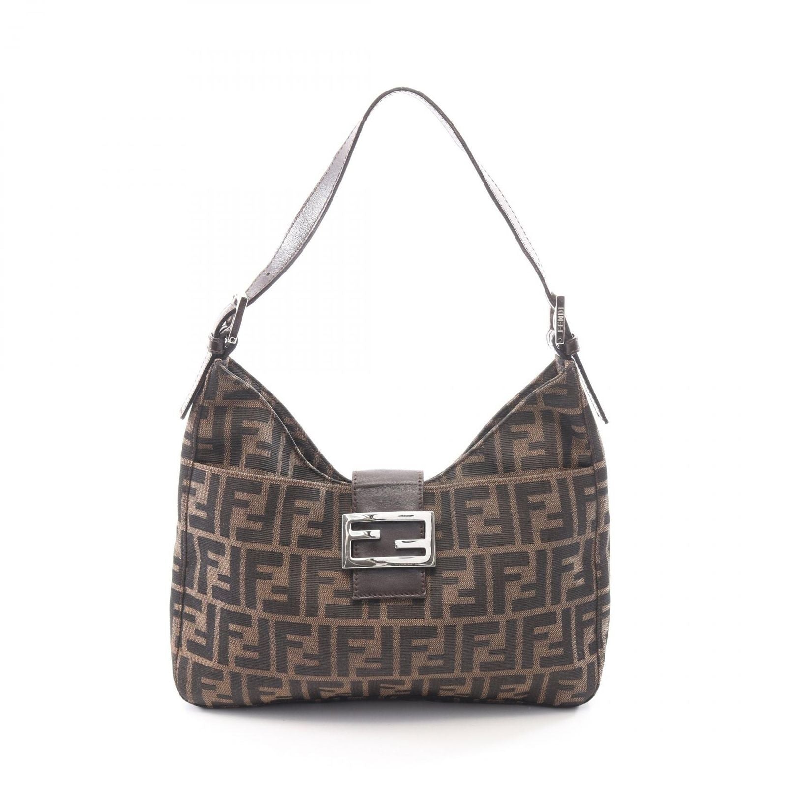 Fendi Shoulder Bag Brown Canvas Leather Zucca