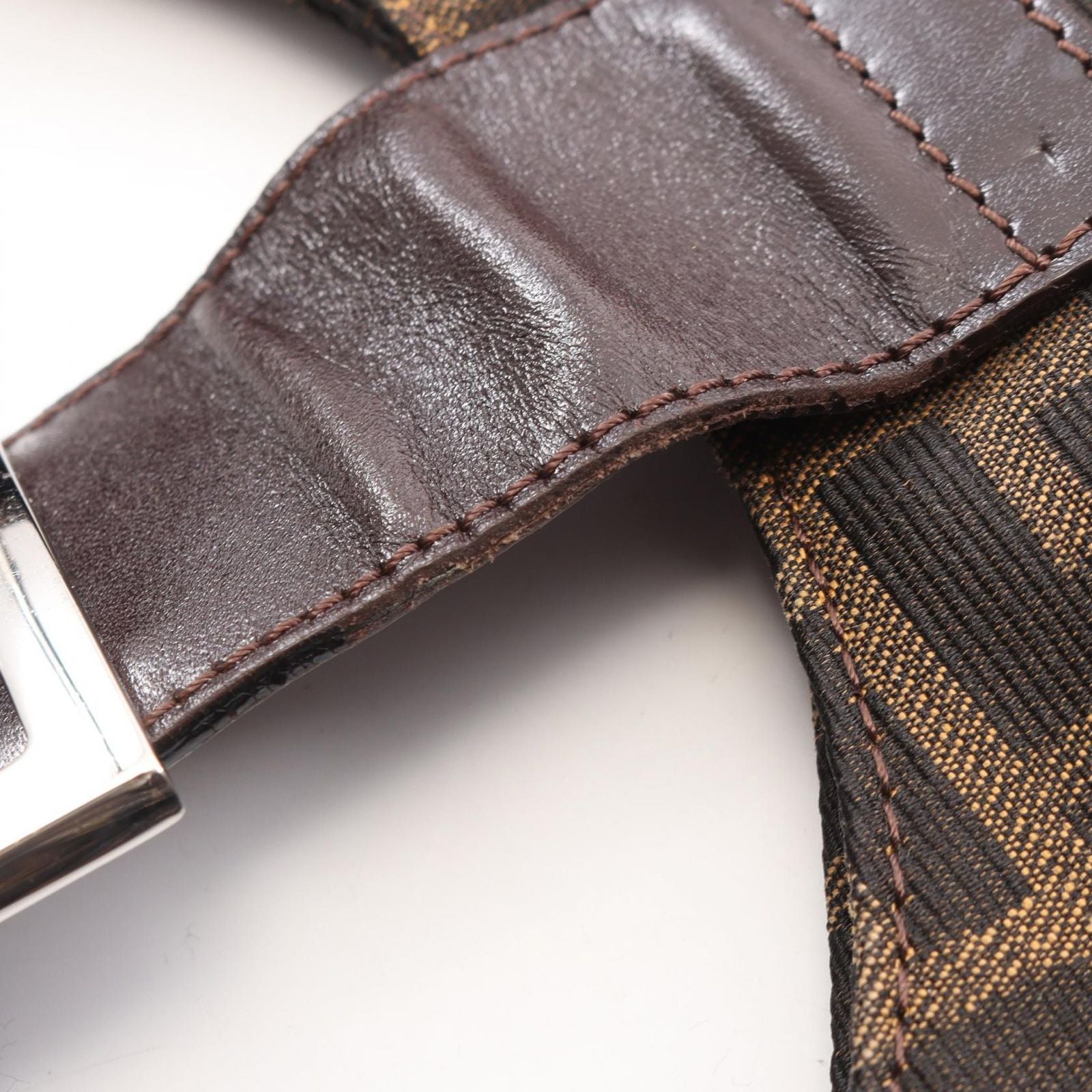 Fendi Shoulder Bag Brown Canvas Leather Zucca — view 7
