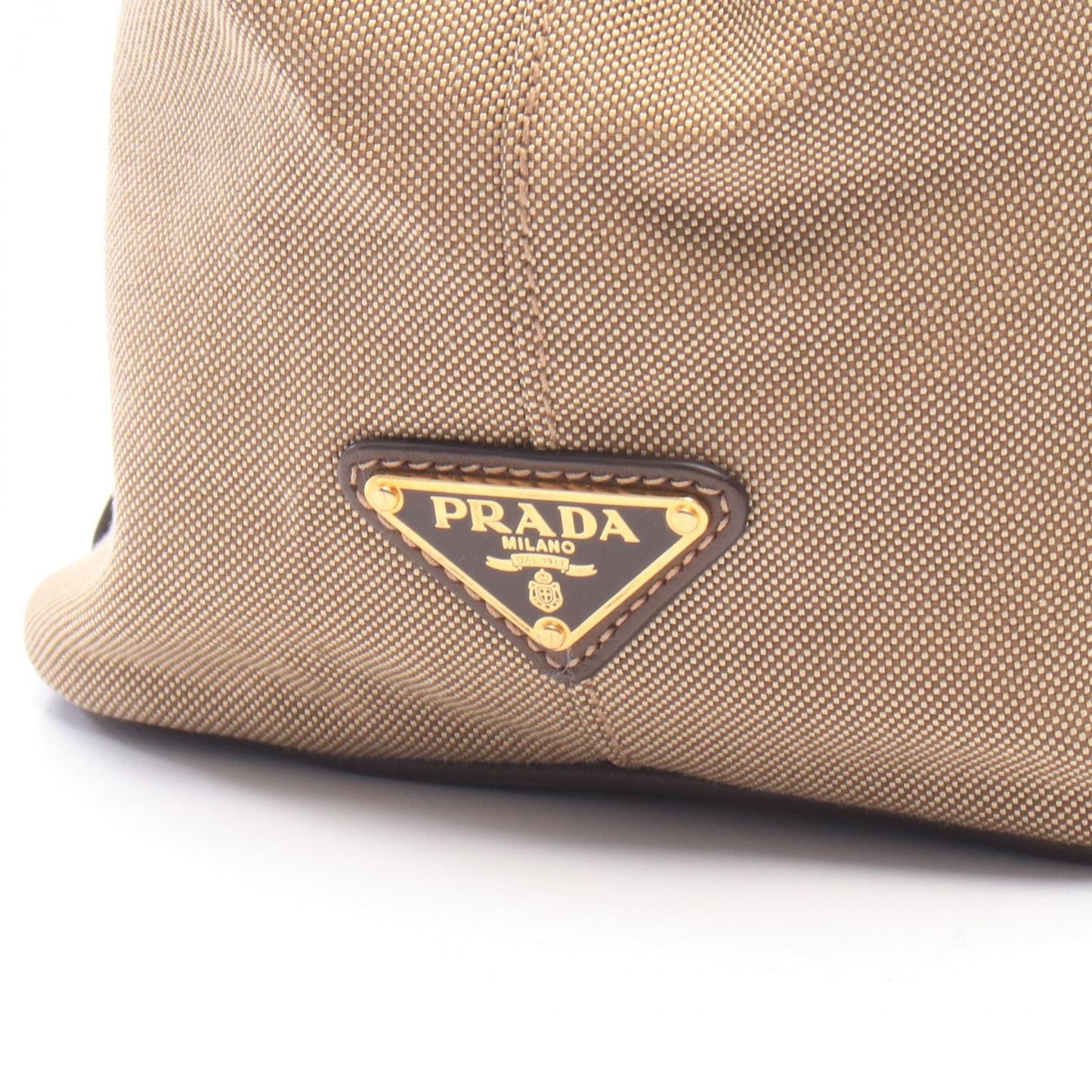 Prada Handbag Logo Jacquard 2-Way Brown Canvas Leather Tote — view 5