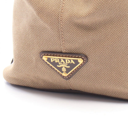 Prada Handbag Logo Jacquard 2-Way Brown Canvas Leather Tote — view 5