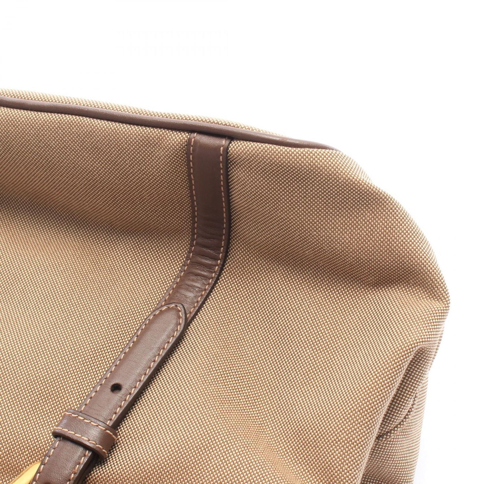 Prada Handbag Logo Jacquard 2-Way Brown Canvas Leather Tote — view 7