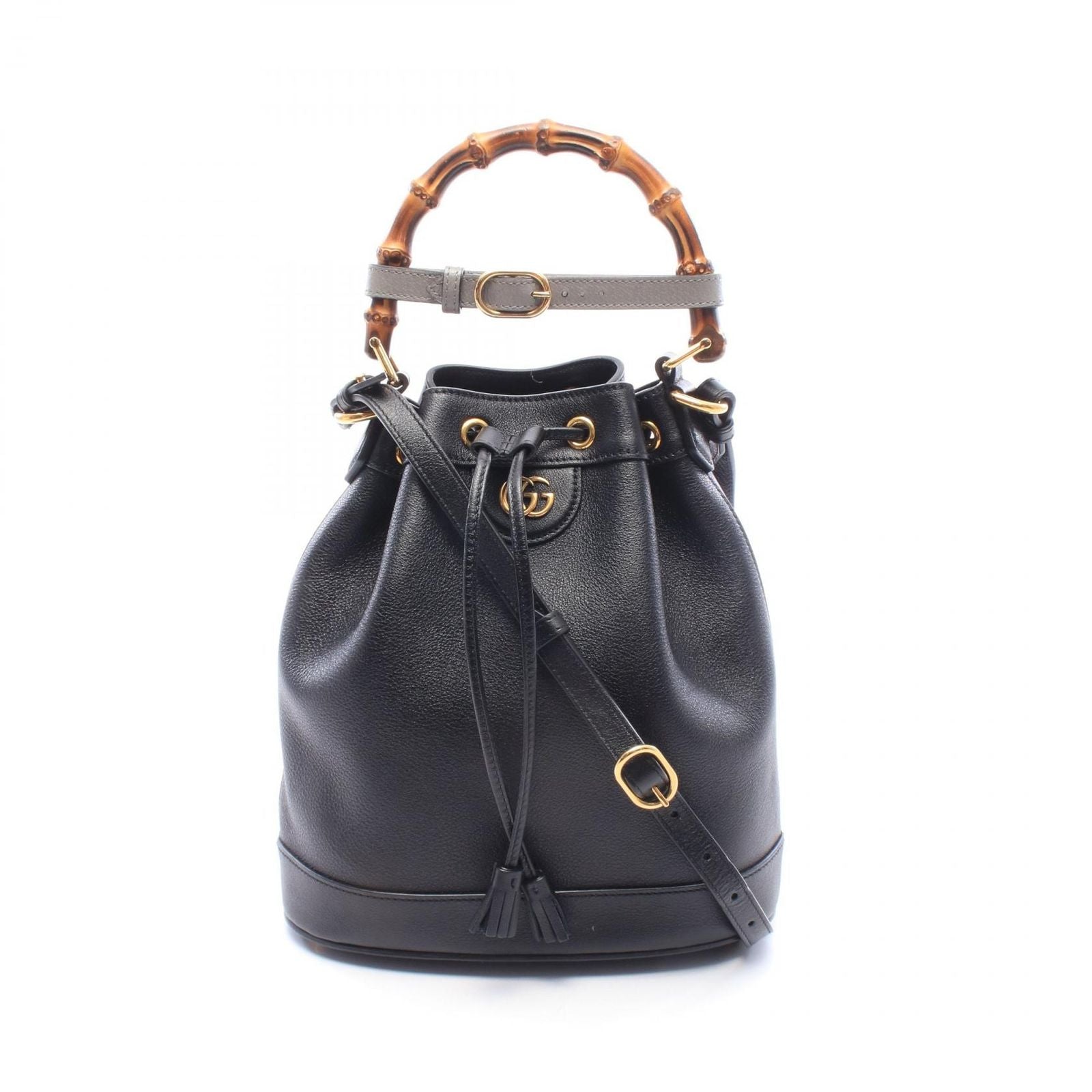 Gucci Handbag Bamboo Diana 2-Way Black Leather