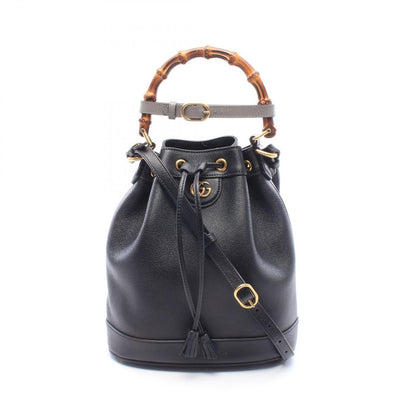 Gucci Handbag Bamboo Diana 2-Way Black Leather