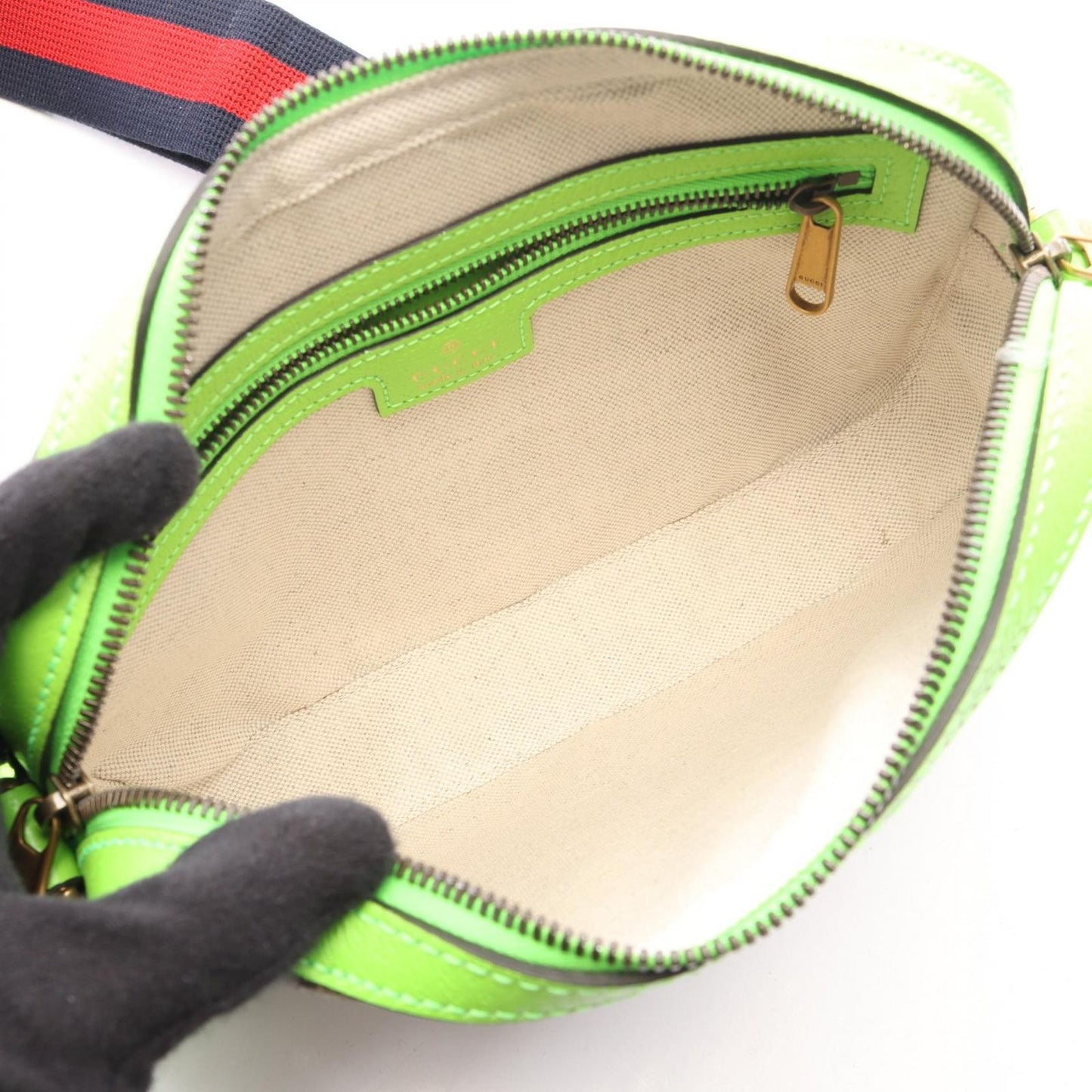 Gucci Shoulder Bag GG Supreme Sherry Line Beige Green Canvas Leather — view 3