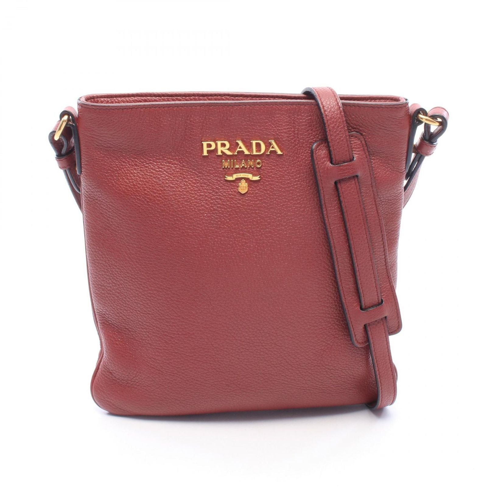 Prada Shoulder Bag Vitello Daino Bordeaux Leather