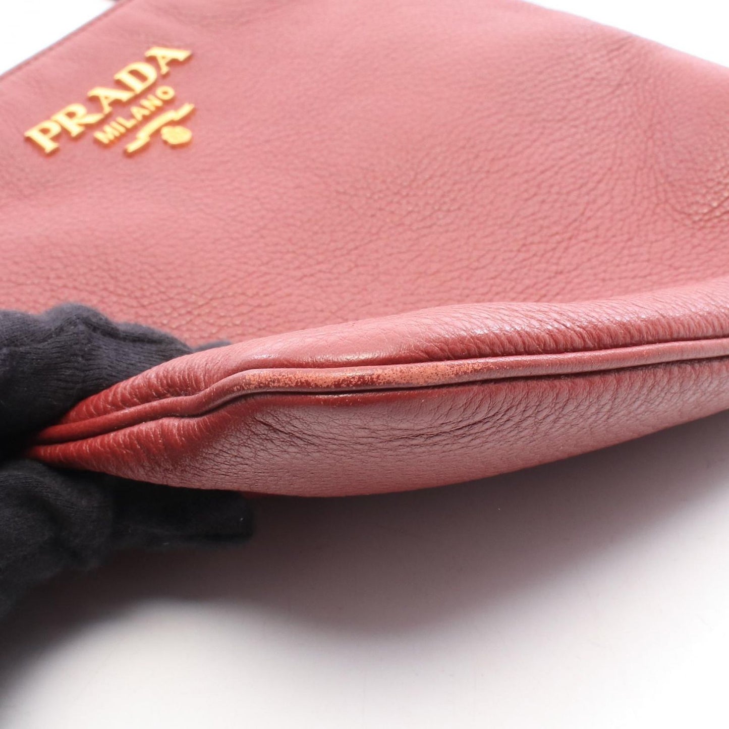 Prada Shoulder Bag Vitello Daino Bordeaux Leather — view 6