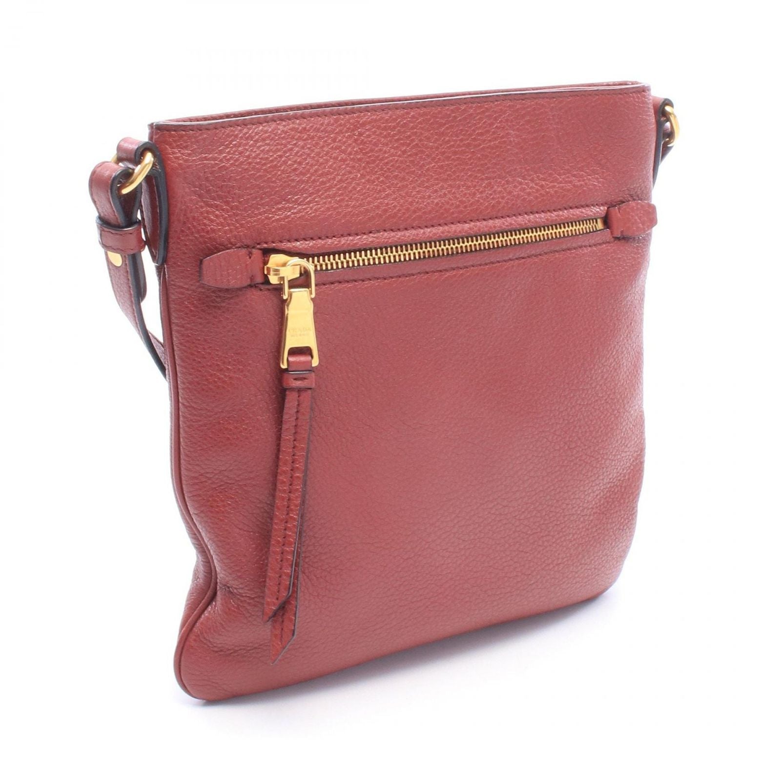 Prada Shoulder Bag Vitello Daino Bordeaux Leather — view 2